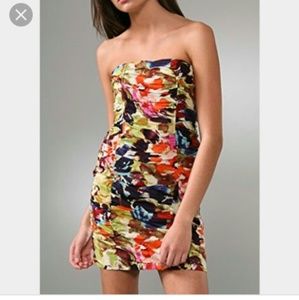 Bb Dakota multi colored strapless dress